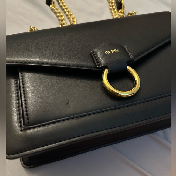 JW PEI Bag - Envelope Chain Crossbody - Black with Gold Hardware - Vegan Leather - Picture 3 of 15